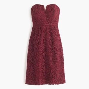 J. Crew Cathleen Leavers Lace Strapless Dress in Dark Wine Size 16